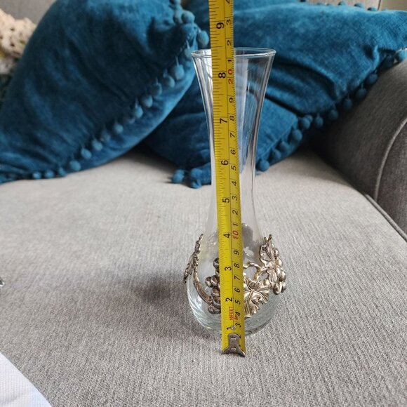 Set of Arthur Court Vineyard Grapes Silver Metal Footed Dish and Vase Wine Gift - Picture 9 of 14